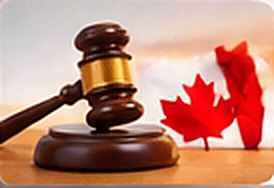 Gavel with Canadian maple leaf
