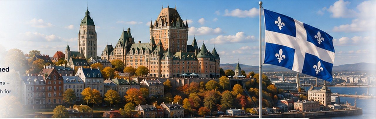 Quebec City and Quebec flag illustration for online gambling regulations