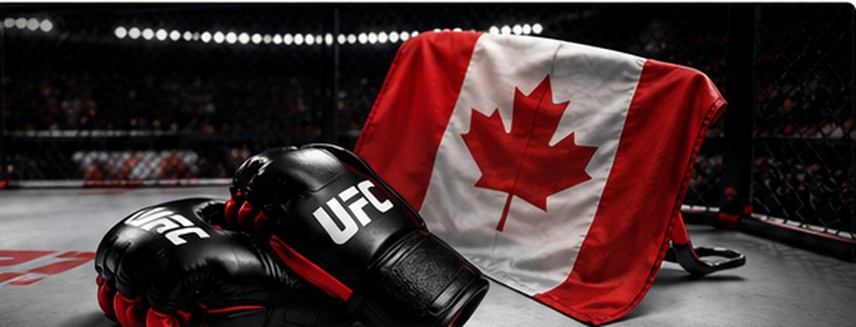 Canadian UFC betting guide visual with MMA gloves, octagon and Canadian flag